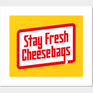 Stay Fresh Cheese Bags - Retro (Red and White on Yellow) Posters and Art